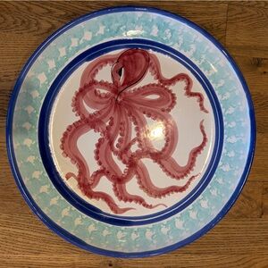 Vietri HUGE HEAVY Italy hand painted octopus seafood plate/platter